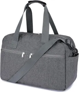17" Small Gym Bag for Womens & Mens - Personal Item Travel Duffle Bag with Wet Pocket and Trolley Sleeve | Under Seat Weekender Carry on Luggage (Grey)