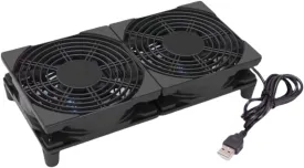 5V Quiet Dual USB Cooling Fan 120mm x 2 with 1200mm Cable,76CFM Airflow Cooling for Router, Computer, Mac Mini, PlayStation, Rack DIY Audio Video Network Cabinet Server Cooling Project