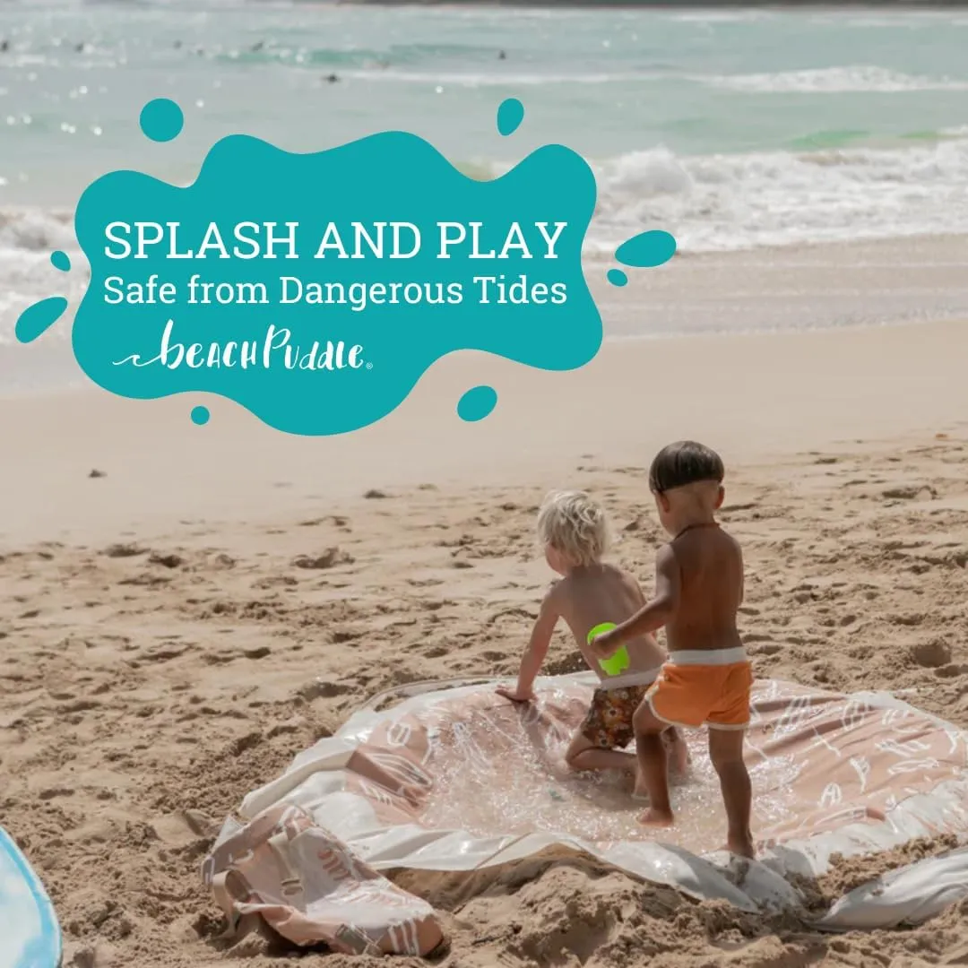 Baby Beach Pool | 2-in-1 Kiddie Pool and Beach Blanket | Flexible Toddler and Baby Pool | Beach Toys for Kids & Toddlers | 6x6 Feet with Waterproof Carrying Bag | Beach Puddle (Blue Flowers)