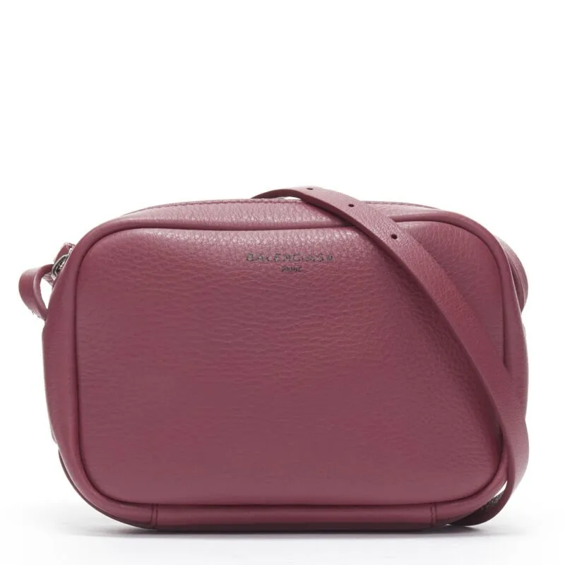 BALENCIAGA Demna Everyday Camera XS burgundy red logo camera crossbody bag