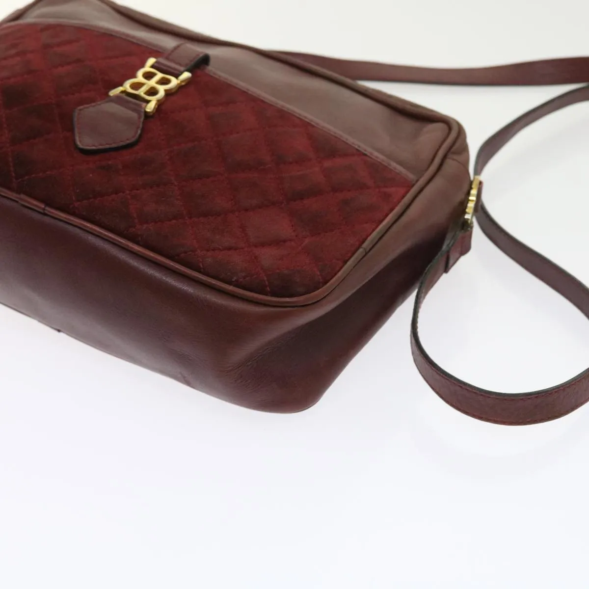 BALENCIAGA Shoulder Bag Suede Leather Red Auth bs9083