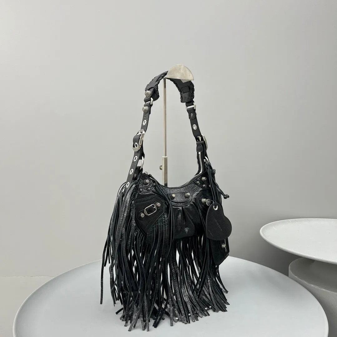 BCG039 Women's Le Cagole Xs Shoulder Bag in Black /  HIGHEST QUALITY VERSION /L10,2 x H6,3 x W2,7 inch