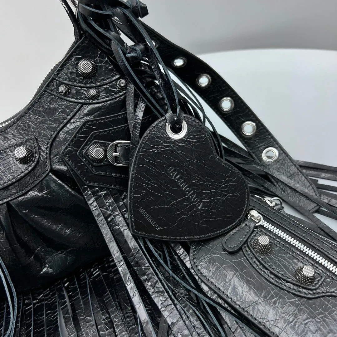 BCG039 Women's Le Cagole Xs Shoulder Bag in Black /  HIGHEST QUALITY VERSION /L10,2 x H6,3 x W2,7 inch