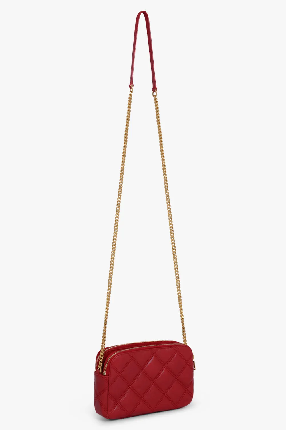 BECKY DOUBLE ZIP CROSSBODY BAG | ROUGE EROS/GOLD