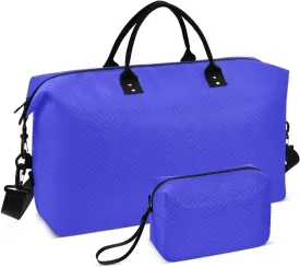 Blue Sports Gym Bag for Women Men Travel Duffel Bag Weekend Overnight Carry on Bag with Toiletry Bag Training Handbag for Workout Swimming Yoga Plane Hospital