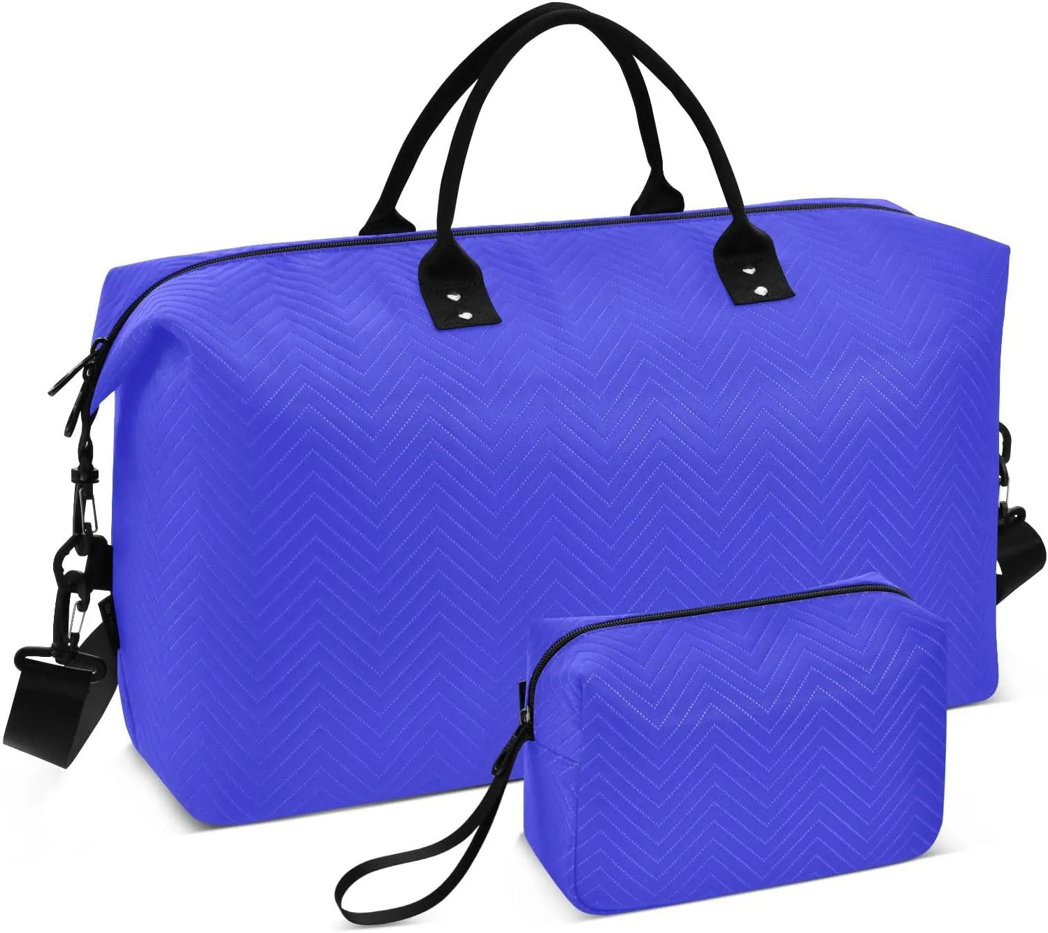 Blue Sports Gym Bag for Women Men Travel Duffel Bag Weekend Overnight Carry on Bag with Toiletry Bag Training Handbag for Workout Swimming Yoga Plane Hospital