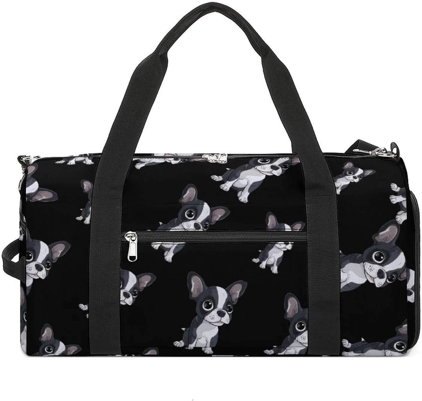 Boston Terrier Sports Gym Bag for Men Women Travel Duffel Bag with Shoulder Strap