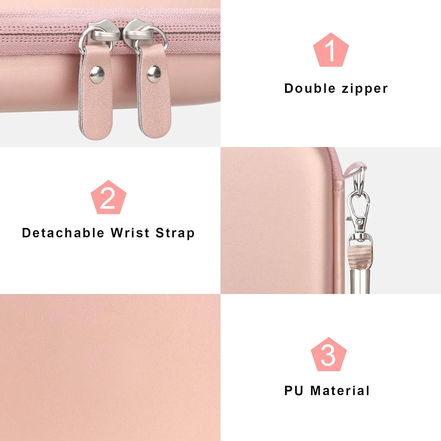 Canboc Hard Case for Canon Ivy 2 Mini Photo Printer Mobile Wireless Bluetooth Instant Camera Printer, Zipper Mesh Bag fit Photo Paper Cable, Rose Gold