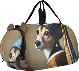 Carry on Duffel for Boys Weekender Overnight Girls Duffle Bags for Travel Gym Duffle Kids Luggage Regal Dog Pearl Earring
