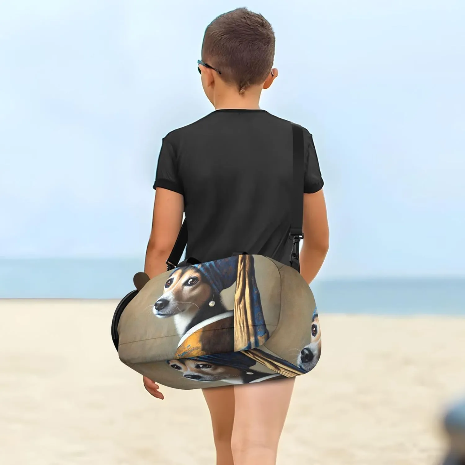 Carry on Duffel for Boys Weekender Overnight Girls Duffle Bags for Travel Gym Duffle Kids Luggage Regal Dog Pearl Earring