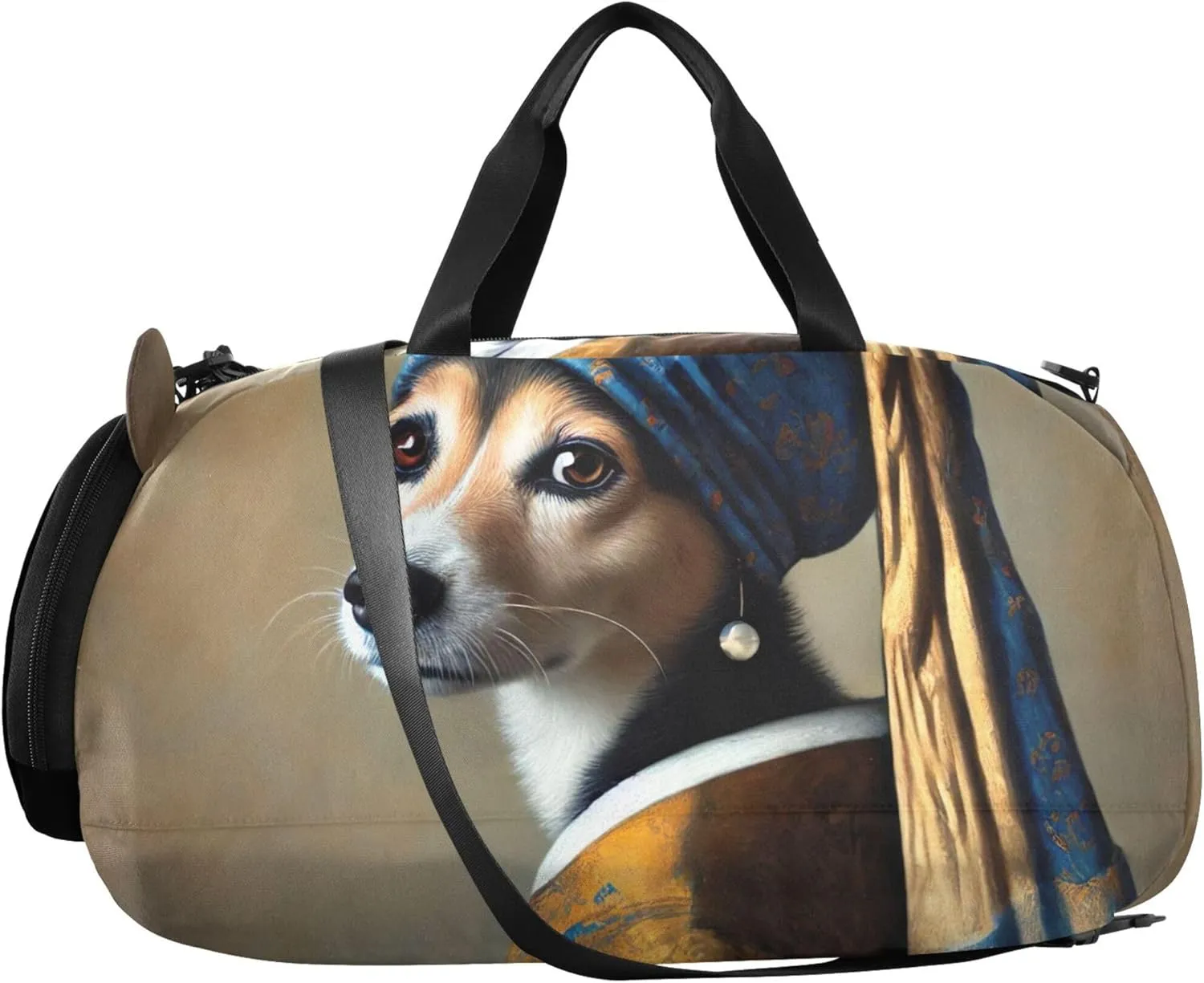 Carry on Duffel for Boys Weekender Overnight Girls Duffle Bags for Travel Gym Duffle Kids Luggage Regal Dog Pearl Earring