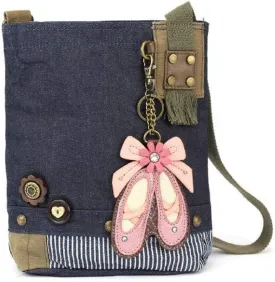 Chala Patch Cross-Body Women Handbag, Blue Denim Canvas Messenger Bag