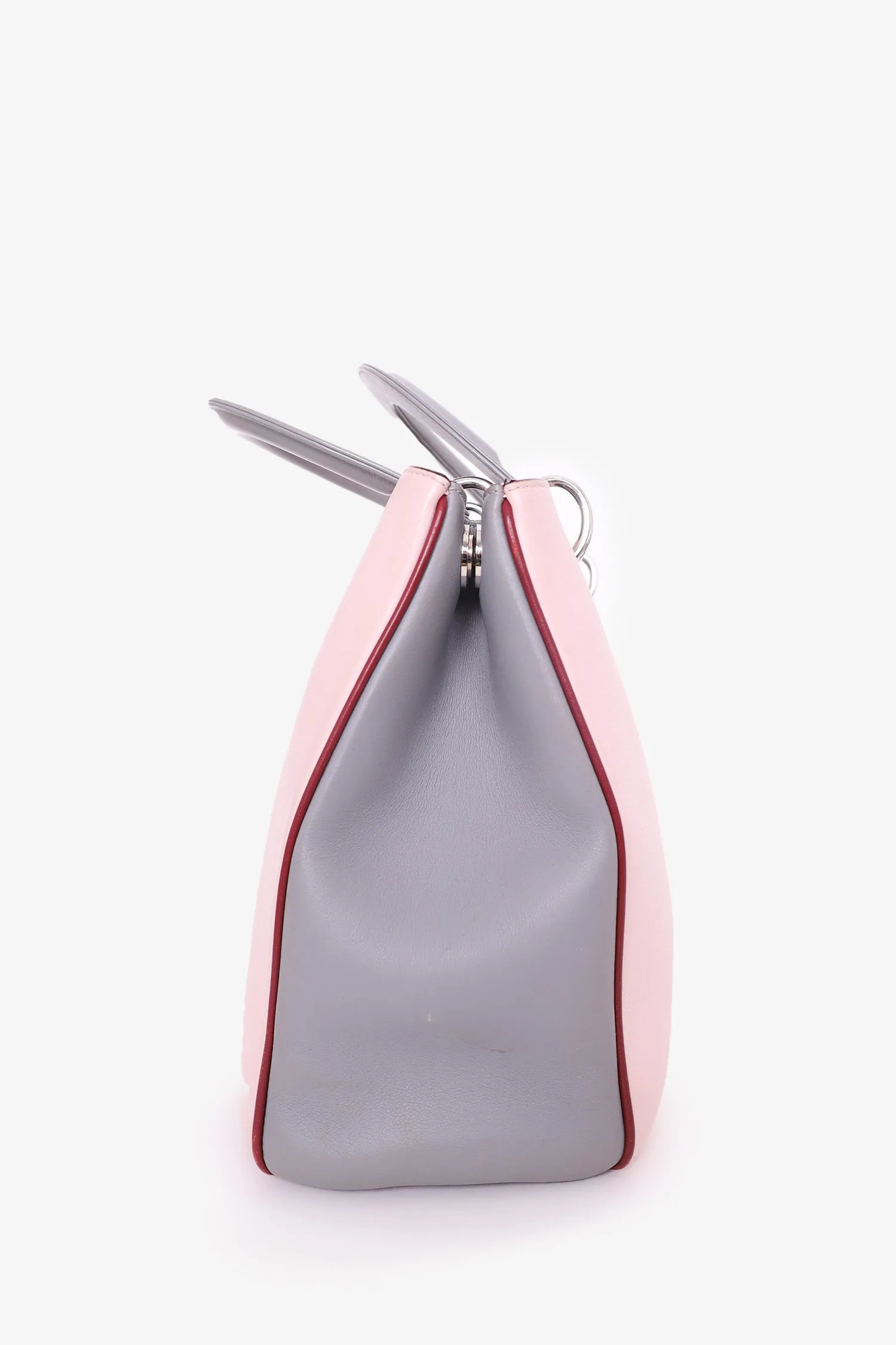 Christian Dior Pink/Grey Leather Medium Diorissimo Tote with Strap