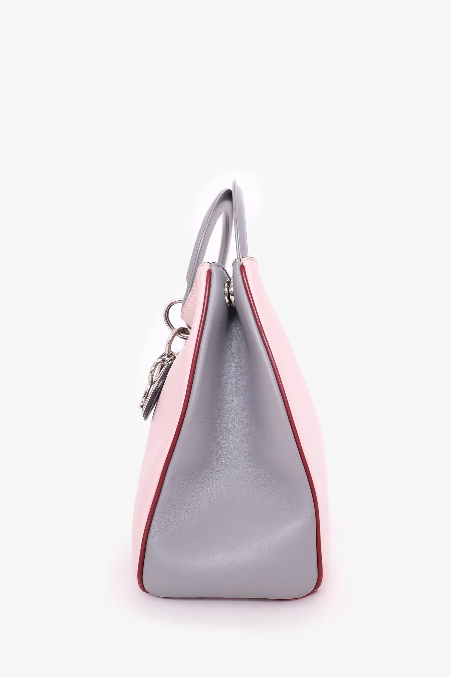 Christian Dior Pink/Grey Leather Medium Diorissimo Tote with Strap