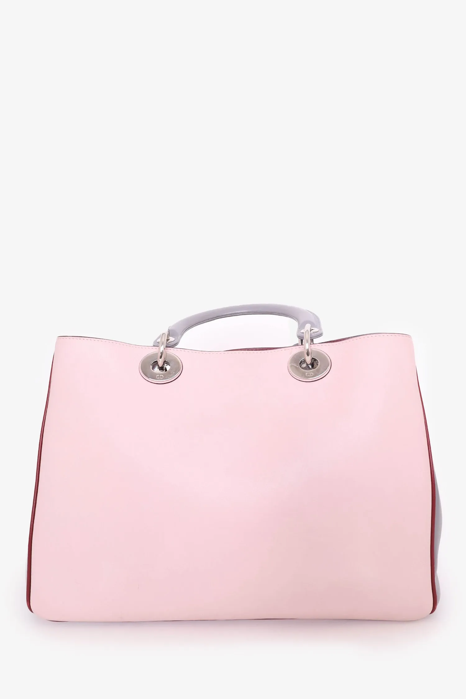 Christian Dior Pink/Grey Leather Medium Diorissimo Tote with Strap