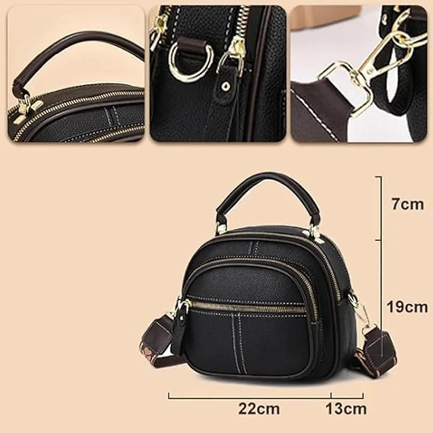 Coefficienta Classic Multifunctional Compartments Adjustable Wide Shoulder Strap Leather Bag, Shoulder Strap Leather Bags