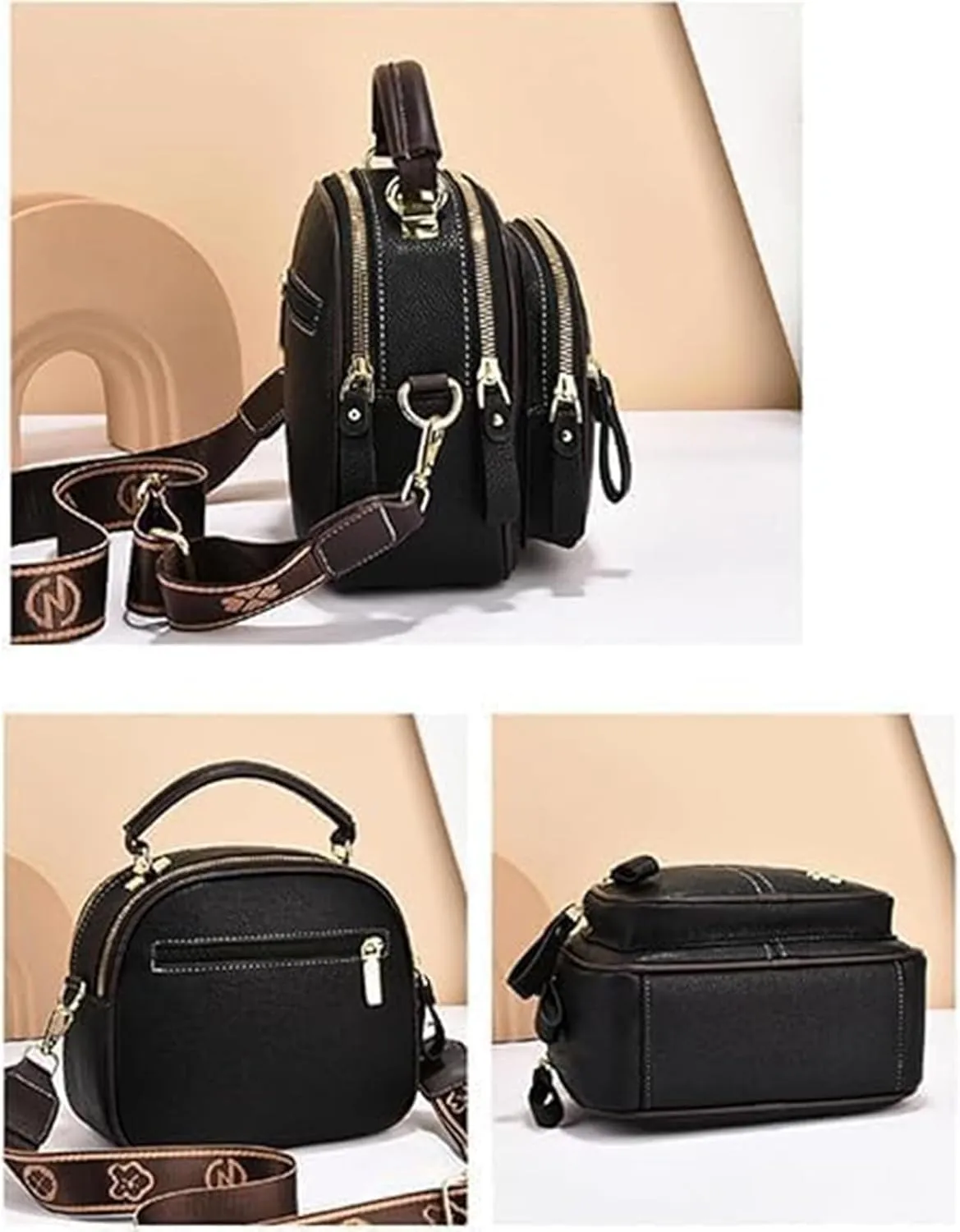 Coefficienta Classic Multifunctional Compartments Adjustable Wide Shoulder Strap Leather Bag, Shoulder Strap Leather Bags
