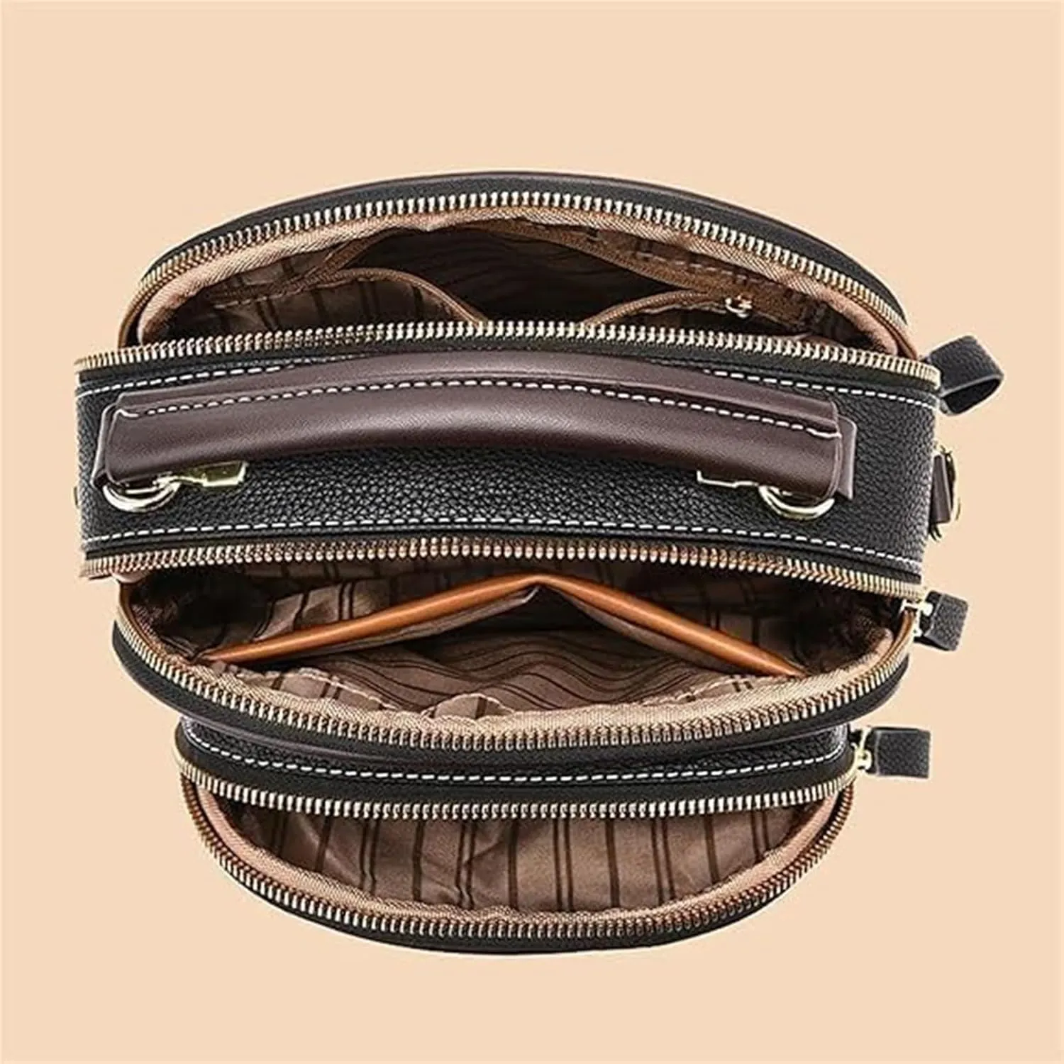 Coefficienta Classic Multifunctional Compartments Adjustable Wide Shoulder Strap Leather Bag, Shoulder Strap Leather Bags