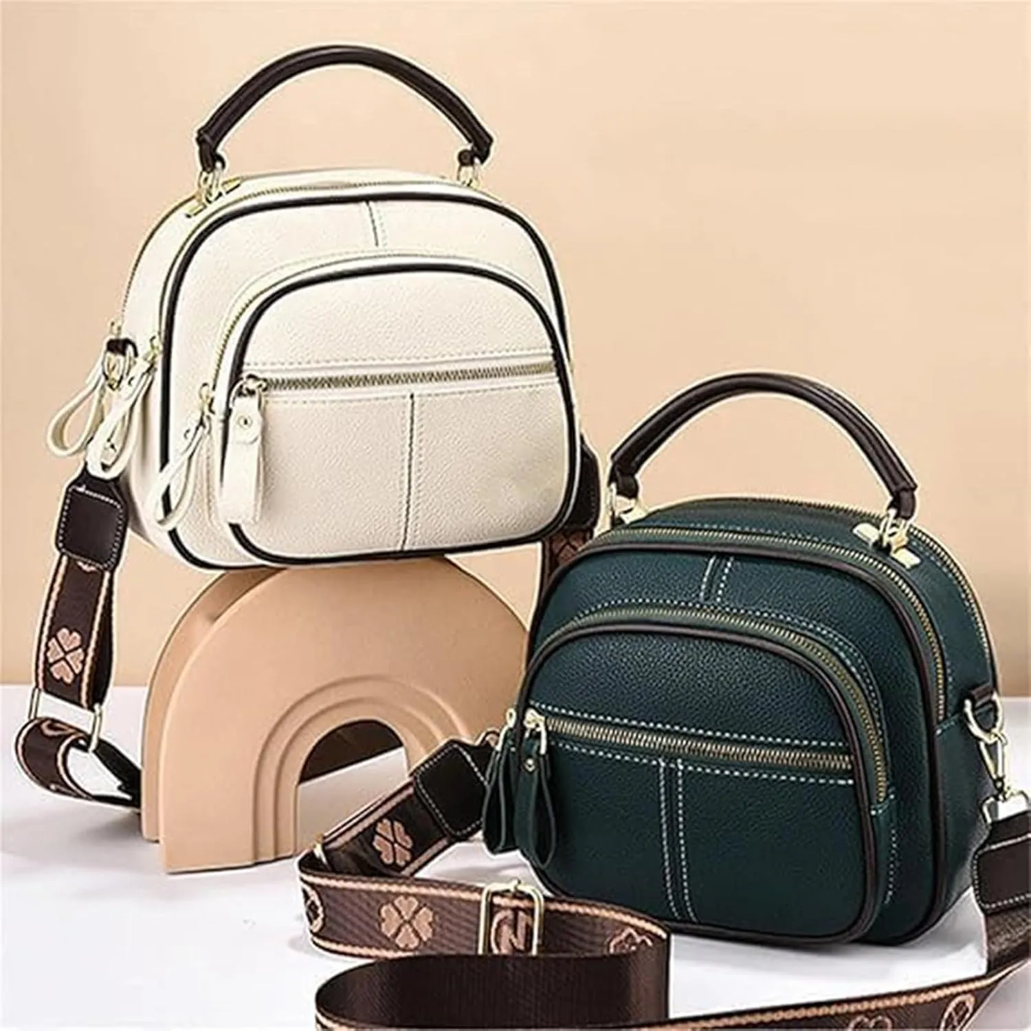Coefficienta Classic Multifunctional Compartments Adjustable Wide Shoulder Strap Leather Bag, Shoulder Strap Leather Bags
