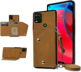 Compatible with Moto G Stylus 5G 2021 Wallet Case with Crossbody Shoulder Strap and Stand Leather Credit Card Holder Cell Accessories Phone Cover for Motorola GStylus G5 XT2131DL Women Girls Brown