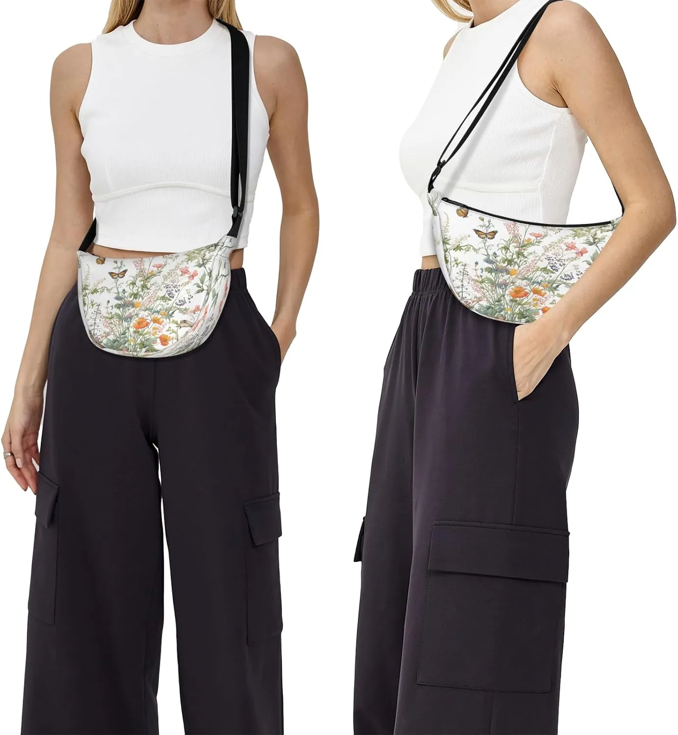 Crescent Crossbody Bag for Women Men, Lightweight Small Sling Hobos Dumpling Bag Crescent Purse, Crescent Moon Bags