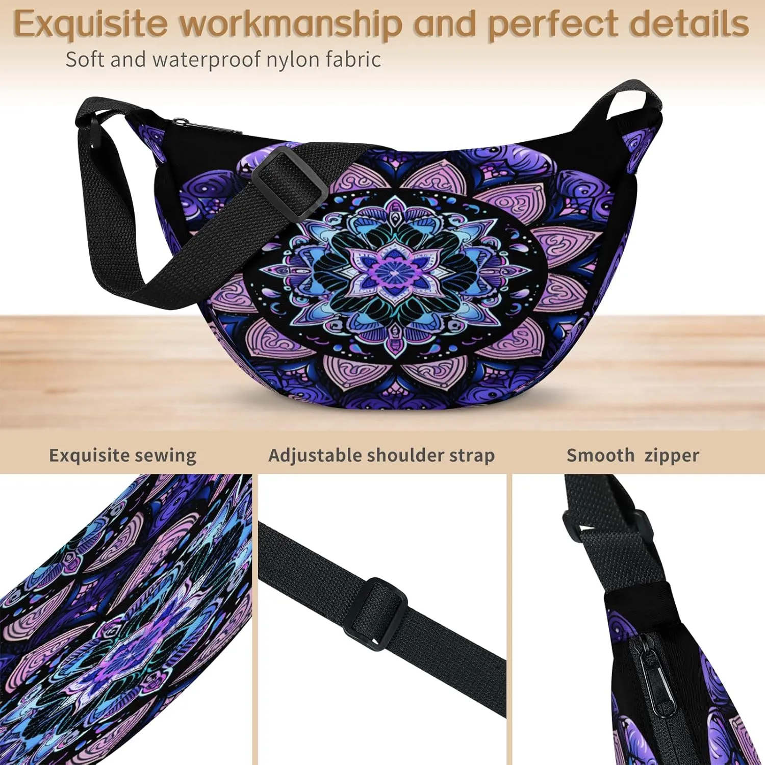 Crescent Crossbody Bag for Women Men, Lightweight Small Sling Hobos Dumpling Bag Crescent Purse, Crescent Moon Bags