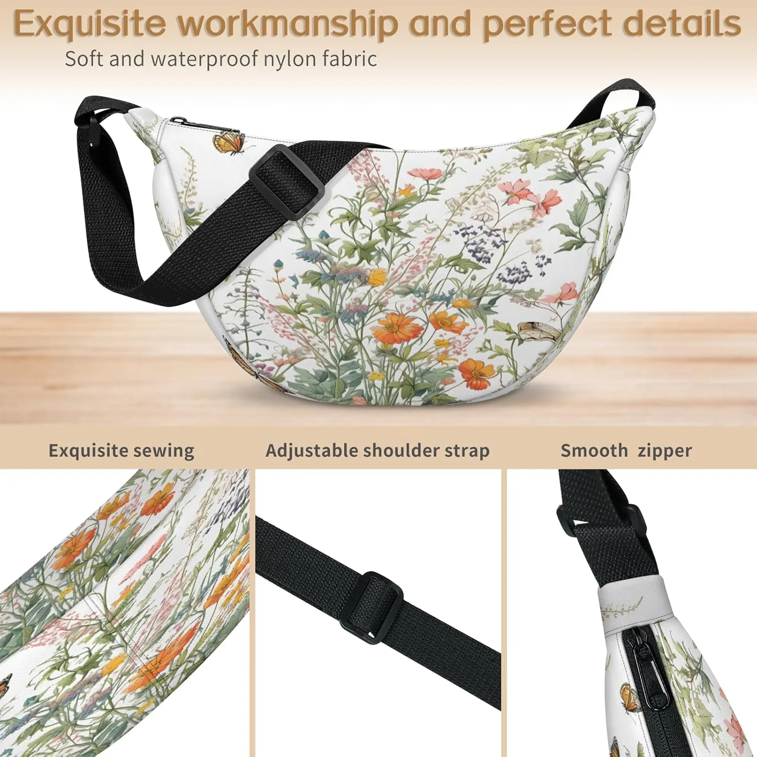 Crescent Crossbody Bag for Women Men, Lightweight Small Sling Hobos Dumpling Bag Crescent Purse, Crescent Moon Bags