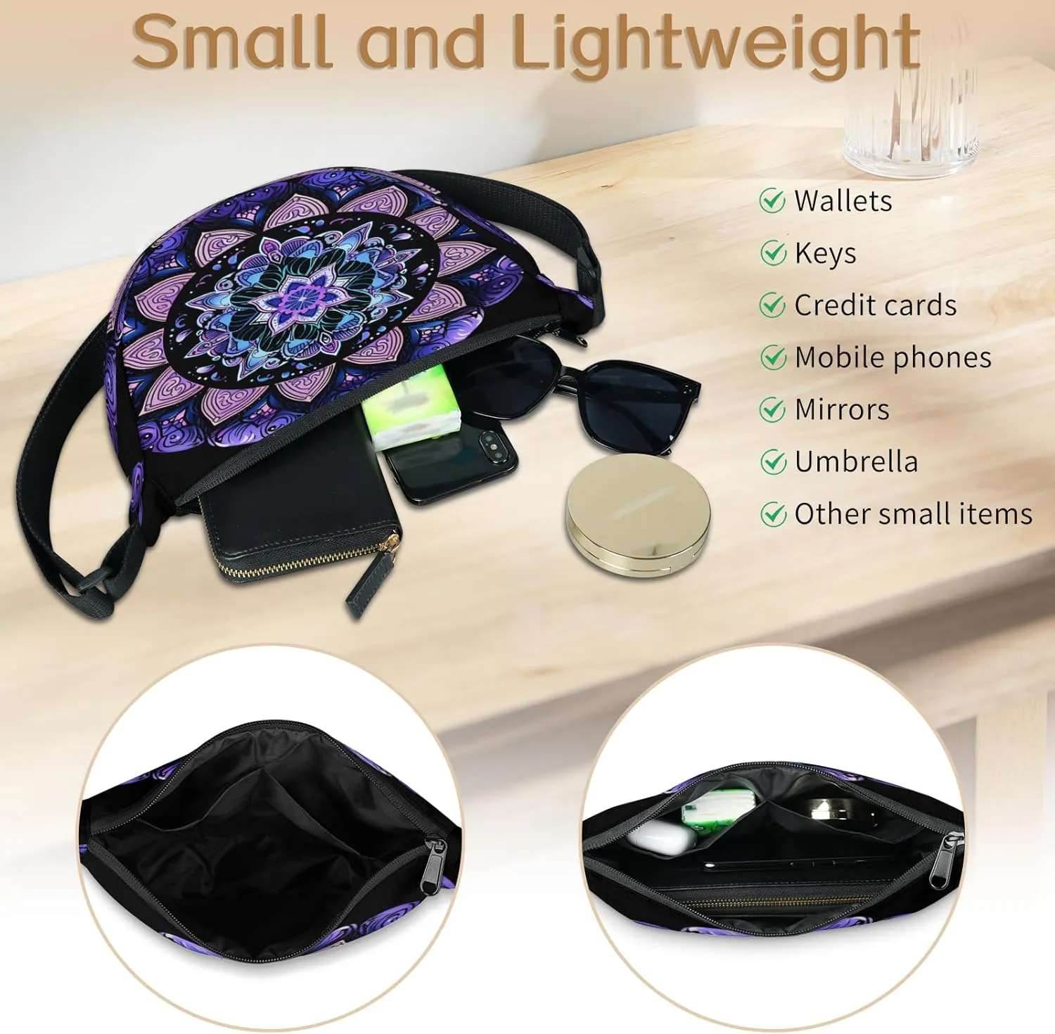 Crescent Crossbody Bag for Women Men, Lightweight Small Sling Hobos Dumpling Bag Crescent Purse, Crescent Moon Bags