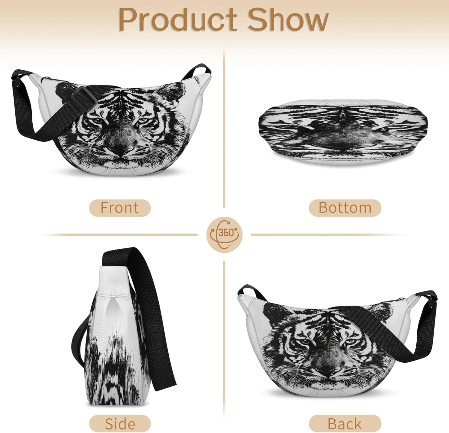 Crossbody Bag for Women Men, Lightweight Small Sling Hobos Dumpling Bag Crescent Purse, Crescent Moon Bags
