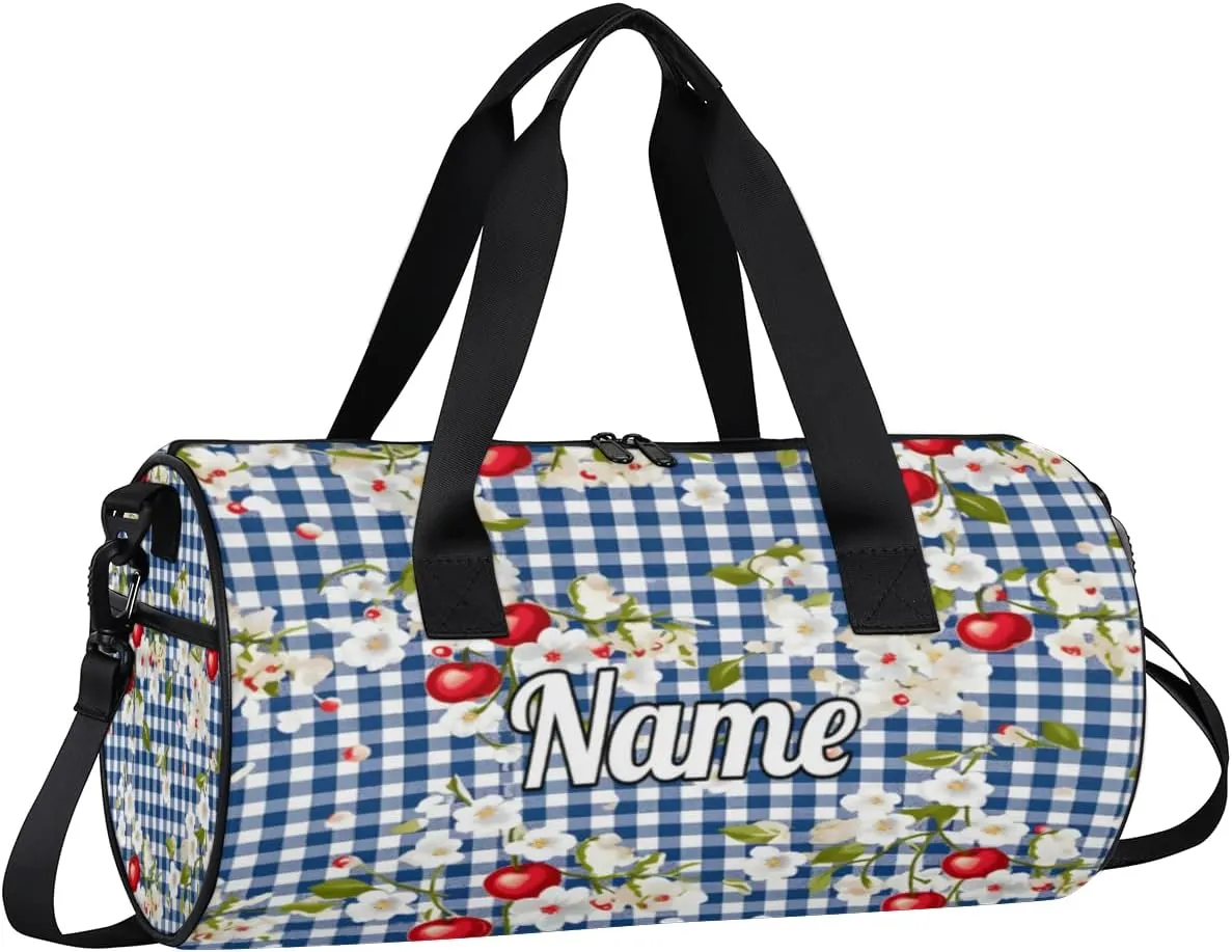 Custom Dance Duffel Bag Sport Backpacks Gyms and Weekend Overnight Travel Duffle Bag Birthday Christmas Halloween Waterproof, Cherry Flower