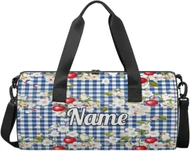 Custom Dance Duffel Bag Sport Backpacks Gyms and Weekend Overnight Travel Duffle Bag Birthday Christmas Halloween Waterproof, Cherry Flower