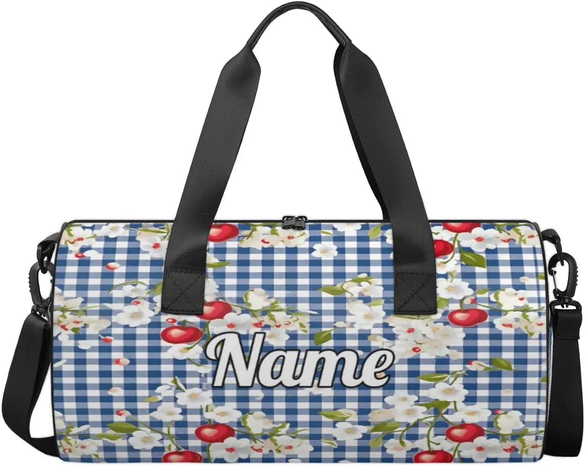 Custom Dance Duffel Bag Sport Backpacks Gyms and Weekend Overnight Travel Duffle Bag Birthday Christmas Halloween Waterproof, Cherry Flower