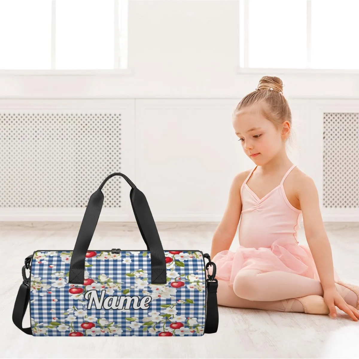Custom Dance Duffel Bag Sport Backpacks Gyms and Weekend Overnight Travel Duffle Bag Birthday Christmas Halloween Waterproof, Cherry Flower