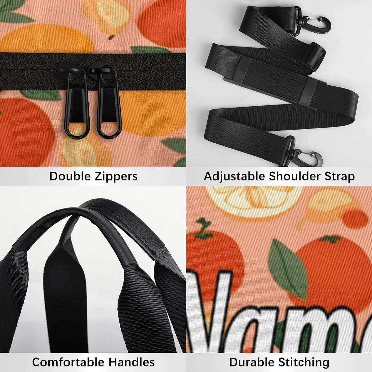 Custom Dance Duffel Bag Sport Backpacks Gyms and Weekend Overnight Travel Duffle Bag Birthday Christmas Halloween Waterproof, Summer Fruit Lemon Orange