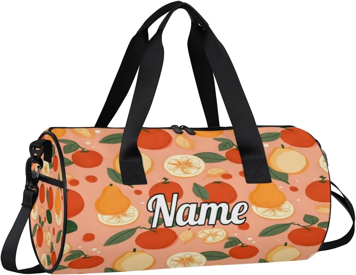 Custom Dance Duffel Bag Sport Backpacks Gyms and Weekend Overnight Travel Duffle Bag Birthday Christmas Halloween Waterproof, Summer Fruit Lemon Orange