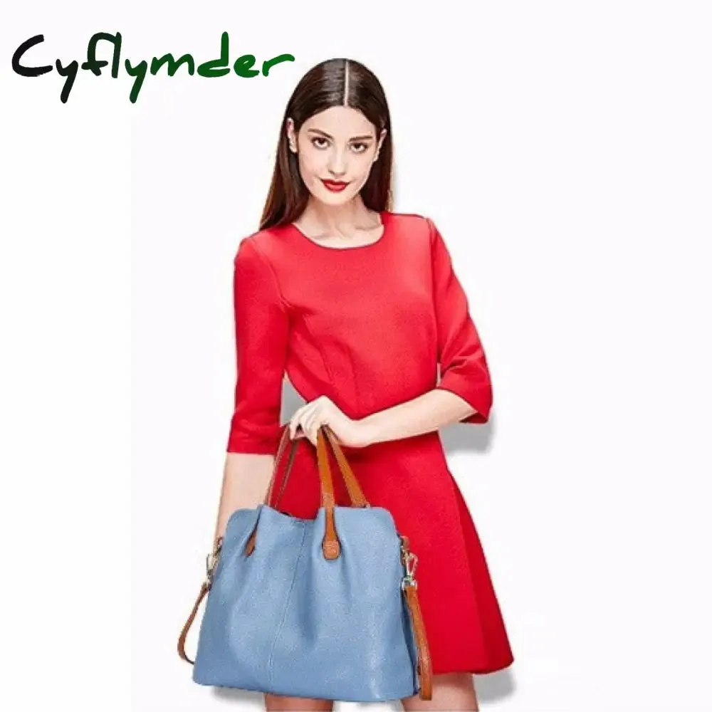 Cyflymder Genuine Leather Women's Bag Fashion Commute Handbags Solid Color Tote Messenger Luxury Designer Shoulder Cossbody Bags Female