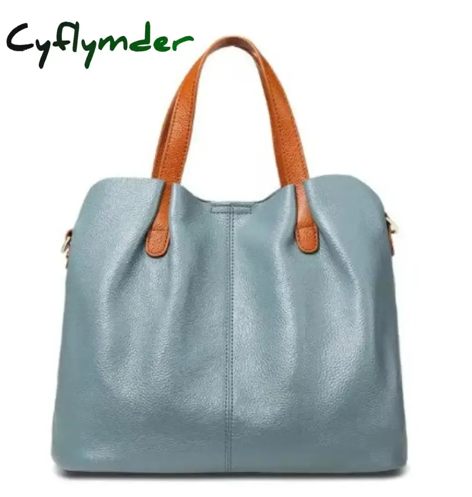 Cyflymder Genuine Leather Women's Bag Fashion Commute Handbags Solid Color Tote Messenger Luxury Designer Shoulder Cossbody Bags Female