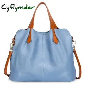 Cyflymder Genuine Leather Women's Bag Fashion Commute Handbags Solid Color Tote Messenger Luxury Designer Shoulder Cossbody Bags Female