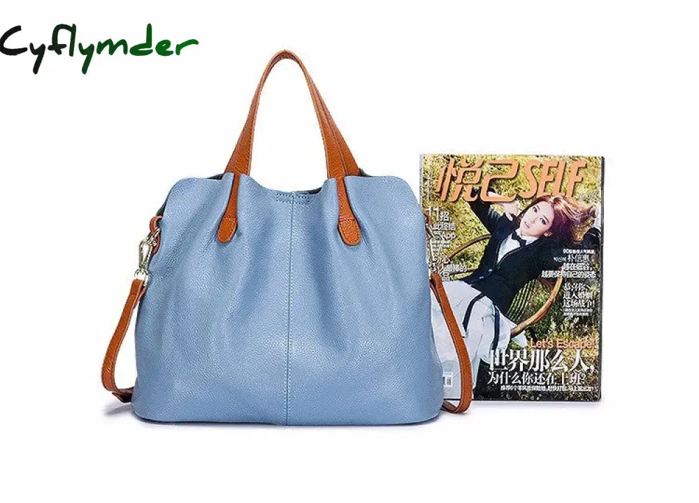Cyflymder Genuine Leather Women's Bag Fashion Commute Handbags Solid Color Tote Messenger Luxury Designer Shoulder Cossbody Bags Female