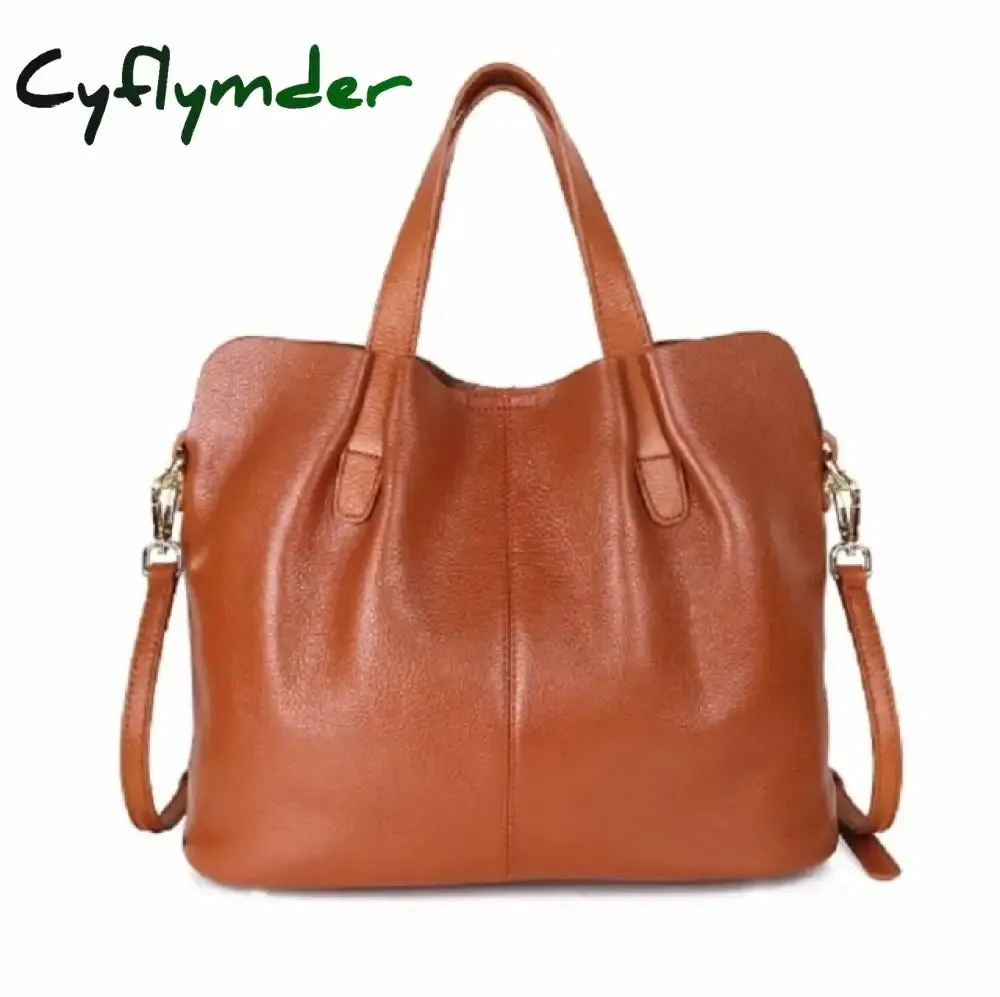 Cyflymder Genuine Leather Women's Bag Fashion Commute Handbags Solid Color Tote Messenger Luxury Designer Shoulder Cossbody Bags Female
