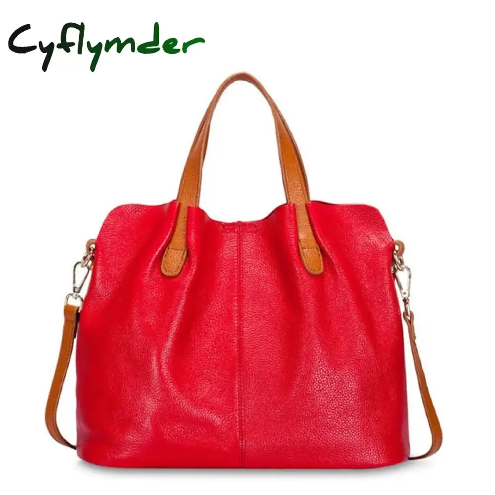 Cyflymder Genuine Leather Women's Bag Fashion Commute Handbags Solid Color Tote Messenger Luxury Designer Shoulder Cossbody Bags Female