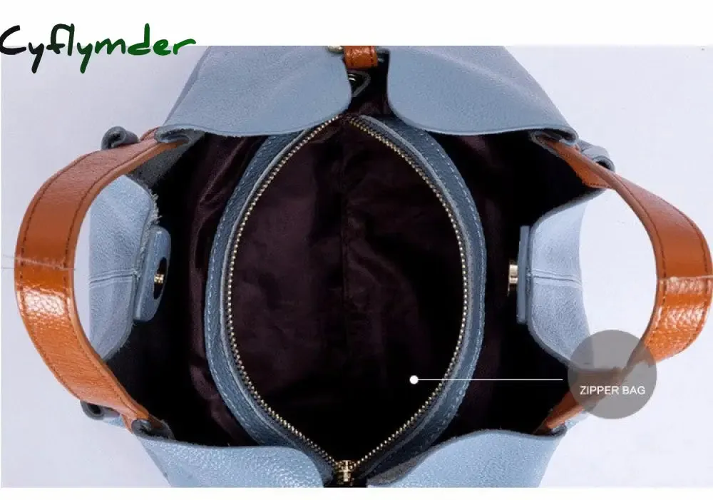 Cyflymder Genuine Leather Women's Bag Fashion Commute Handbags Solid Color Tote Messenger Luxury Designer Shoulder Cossbody Bags Female