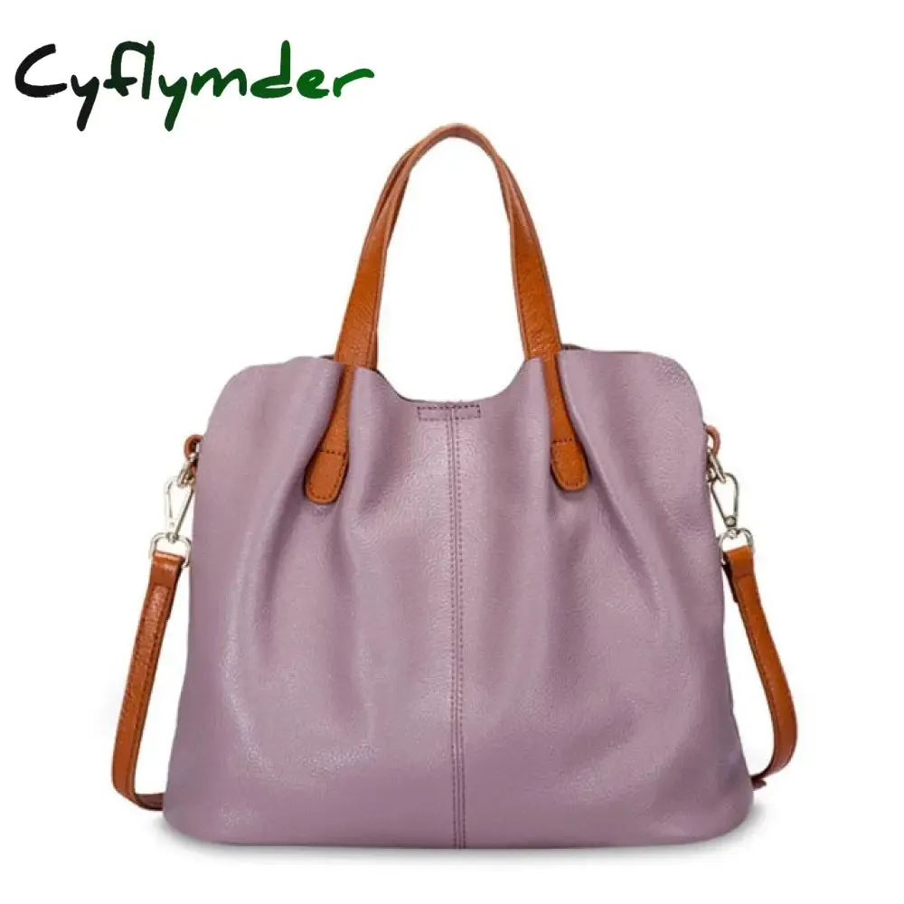 Cyflymder Genuine Leather Women's Bag Fashion Commute Handbags Solid Color Tote Messenger Luxury Designer Shoulder Cossbody Bags Female