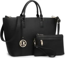 Dasein Women Satchel Purse Handbag Shoulder Bag Work Tote Bag with Matching Clutch