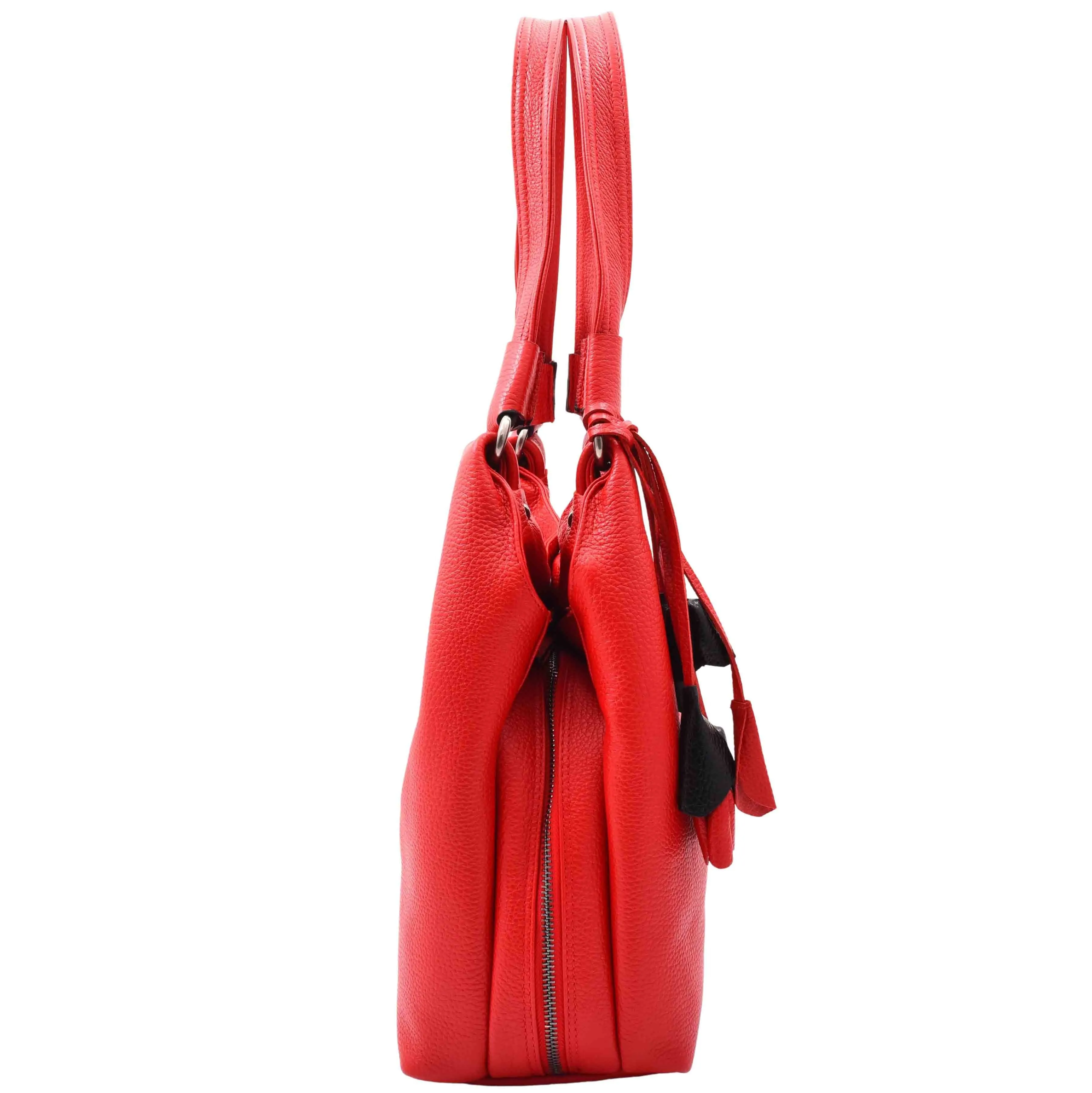 DR583 Women's Large Leather Hobo Bag With Zip Opening Red