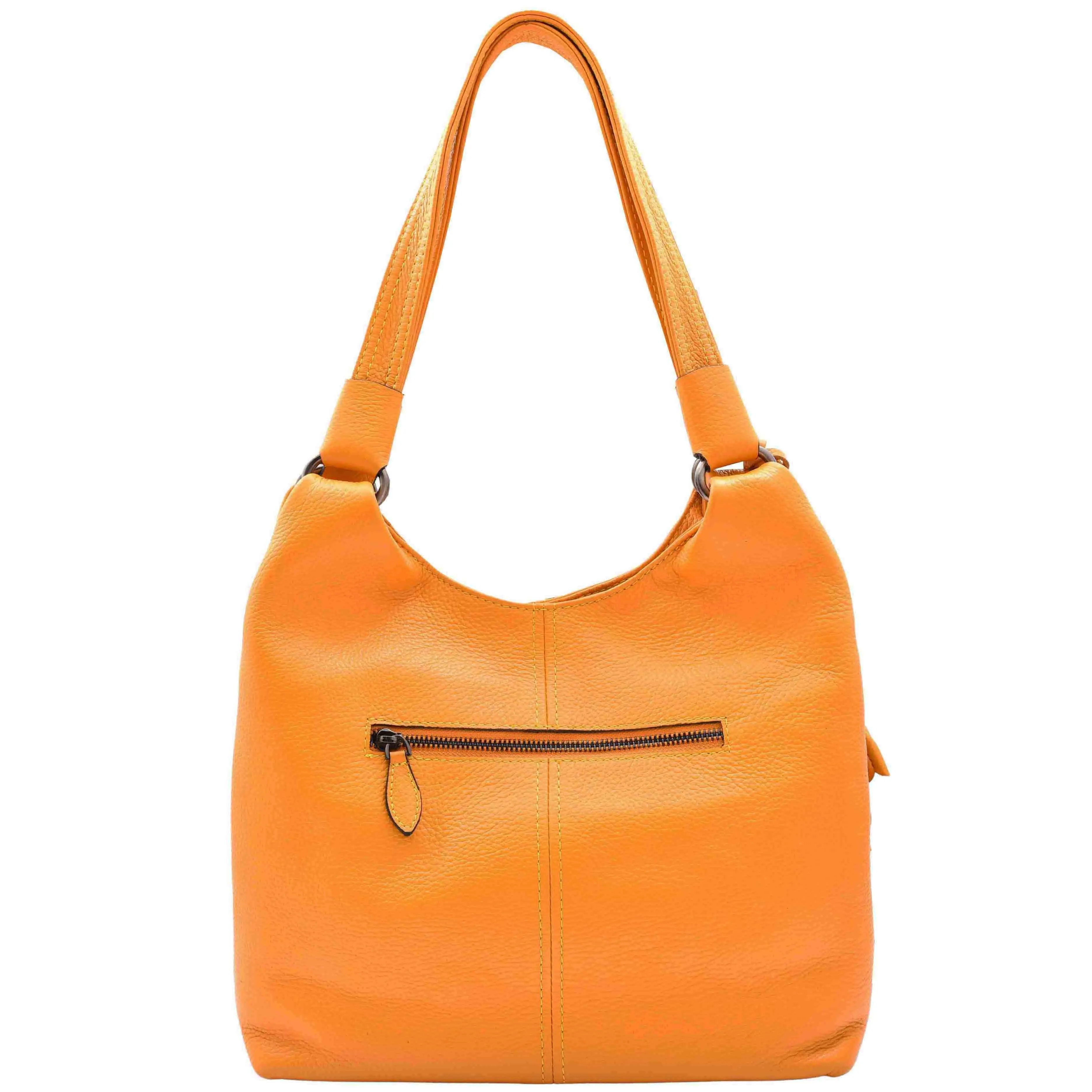 DR583 Women's Large Leather Hobo Bag With Zip Opening Yellow