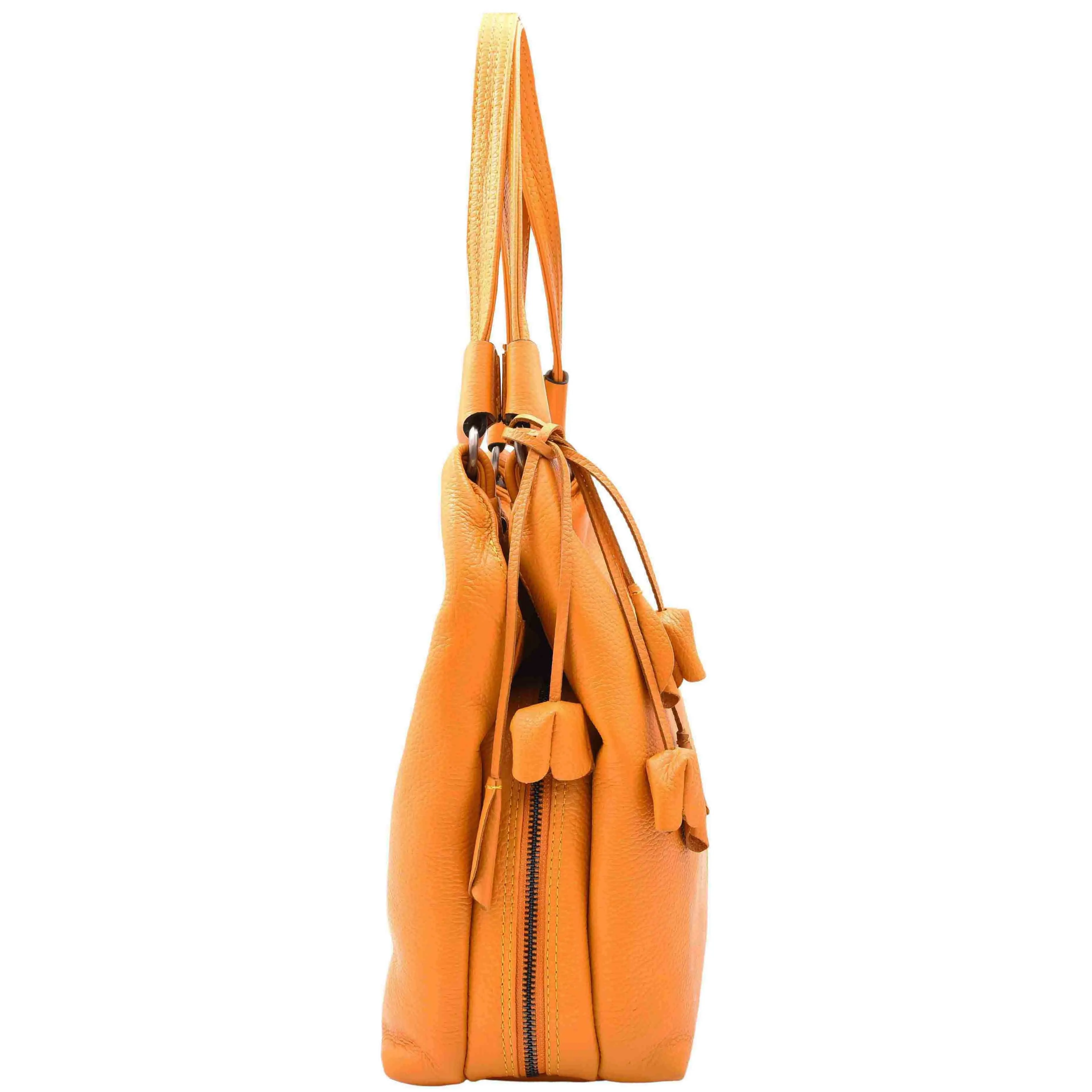 DR583 Women's Large Leather Hobo Bag With Zip Opening Yellow