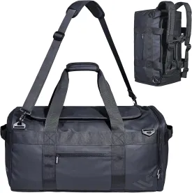 Duffle Backpack Heavy Duty Gym Bag for Men, 50L Convertible Travel Duffel Water Resistant Large Hand Bag for Sport Weekend, Black