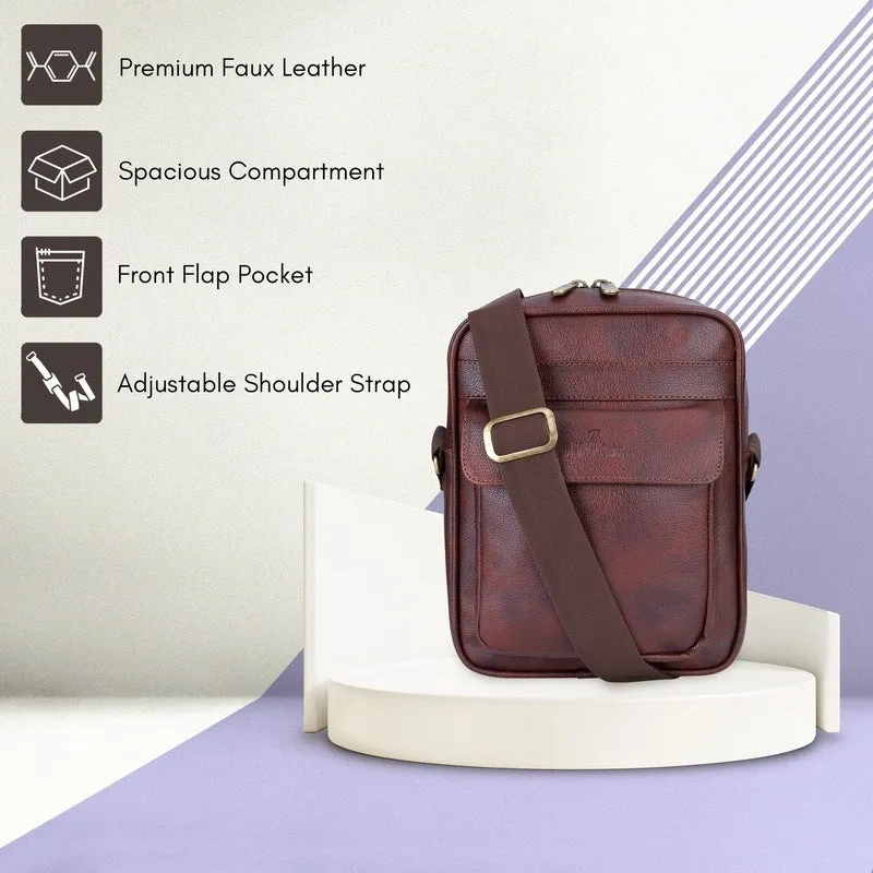 Faux Leather Messenger Bag - Adjustable Strap, Water-Resistant | 3.6L | Tan