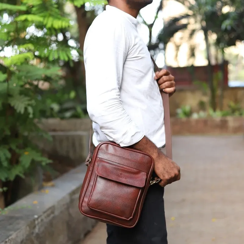Faux Leather Messenger Bag - Adjustable Strap, Water-Resistant | 3.6L | Tan